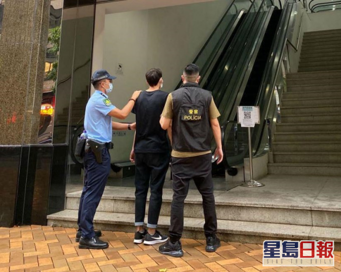 澳門治安警拘捕涉案男子。治安警圖片