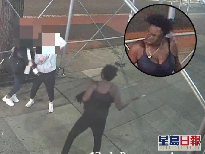 美國兩名亞裔女子遭一名非裔女子持錘攻擊,一名子亞裔被砸中頭部受傷。(NYPD Twitter 圖片)
