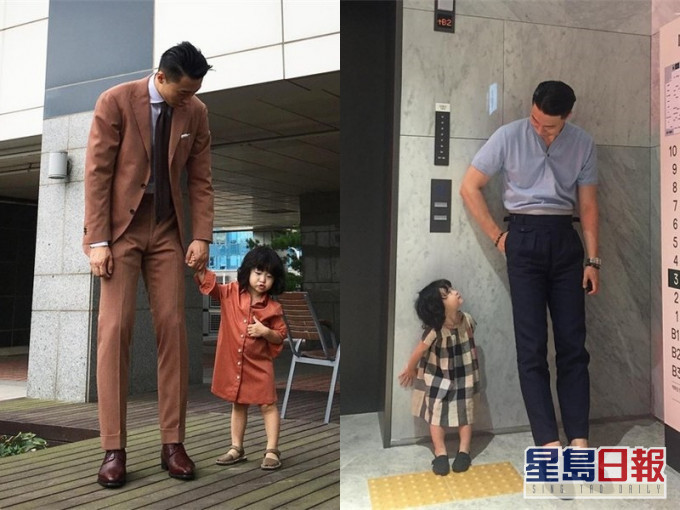 長腿爸爸和女兒超萌身高差。johnwaynekim
 IG