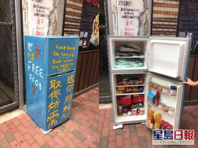 港爸在街頭設置了一個共享食物站。Unaizah Khan facebook 圖片