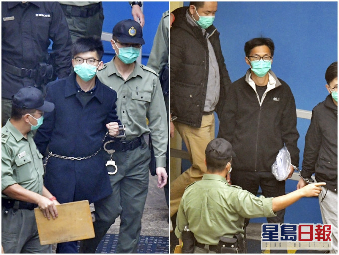 第二組包括黃之鋒(左)及朱凱廸(右)等6人放棄保釋覆核申請。資料圖片
