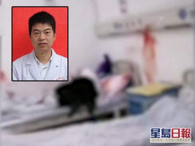 江西一名醫生被人持刀捅傷,現場牆上、牀上佈滿血跡。網圖