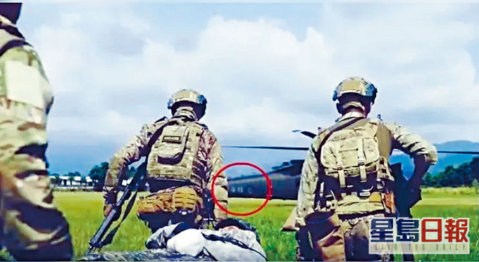 美軍宣傳片中，直升機機身有「陸軍」字眼及「中華民國國徽」。