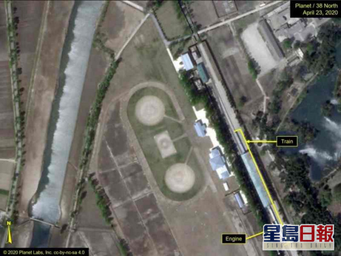 衛星圖片拍到金正恩專列近日停在元山巿。38North
