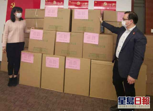 无锡市新吴区寄出5万只口罩。 网图