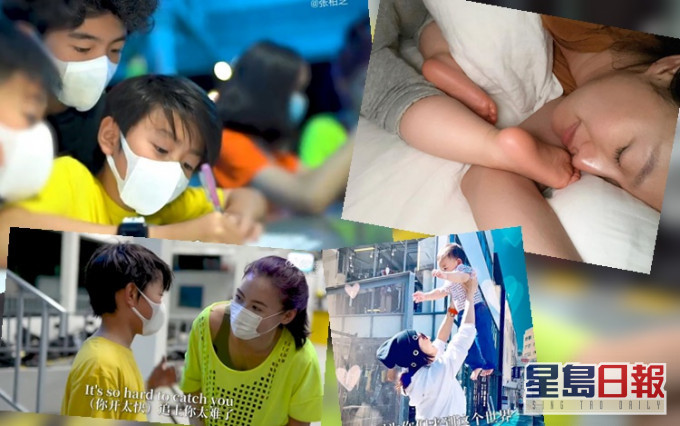 張栢芝現在守護兒子,希望將來他們來守護她;婷婷則晒與囡囡睡床照。