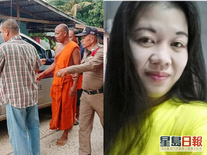 泰國僧侶殺死前女友,導致一屍兩命。網圖