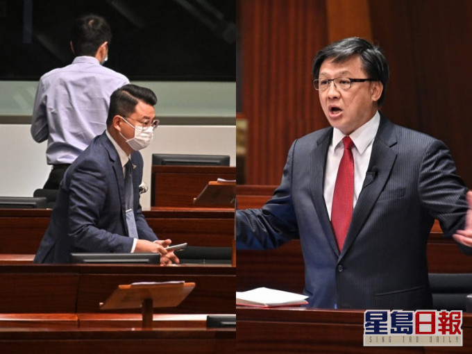 何君尧(右)批评泛民议员，惹尹兆坚(左)不满。