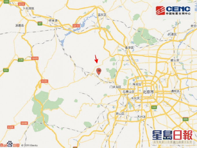 北京门头沟区周二凌晨发生黎克特制3.6级地震,震源深度18公里。网图