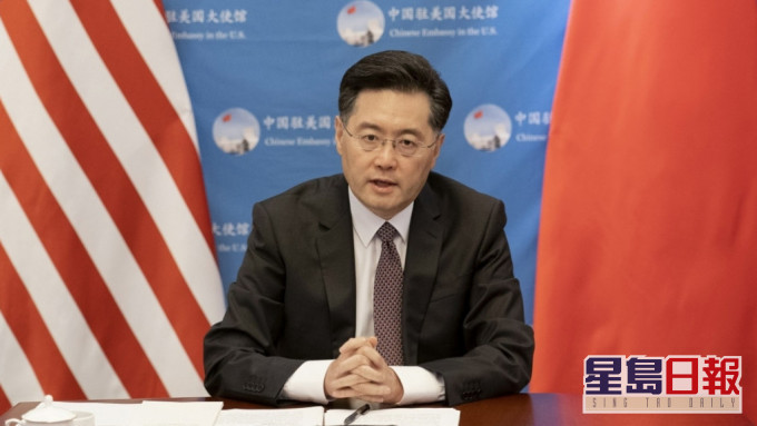 秦剛促請美方應切實恪守堅持一個中國政策。新華社資料相