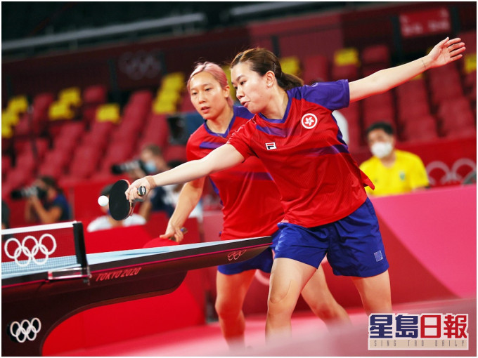乒乓球女子組合杜凱琹、李皓晴及蘇慧音擊敗巴西隊對手,晉級8強。路透社
