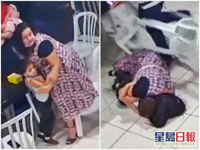 巴西抱著4岁的儿子,试图以身挡枪。影片截图