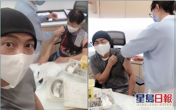 健仔55歲人,打流感針驚成咁,反應有啲浮誇,相反媽媽就好淡定。