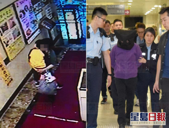 女被告(右圖)當日被警方帶走。資料圖片