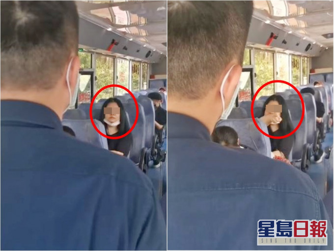 台妇上车拒戴好口罩,还指闹司机。FB群组「爆怨2公社」影片截图
