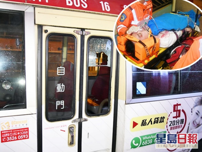 事主(小圖)打爆小巴車門玻璃,在逃走期間被撞傷。
