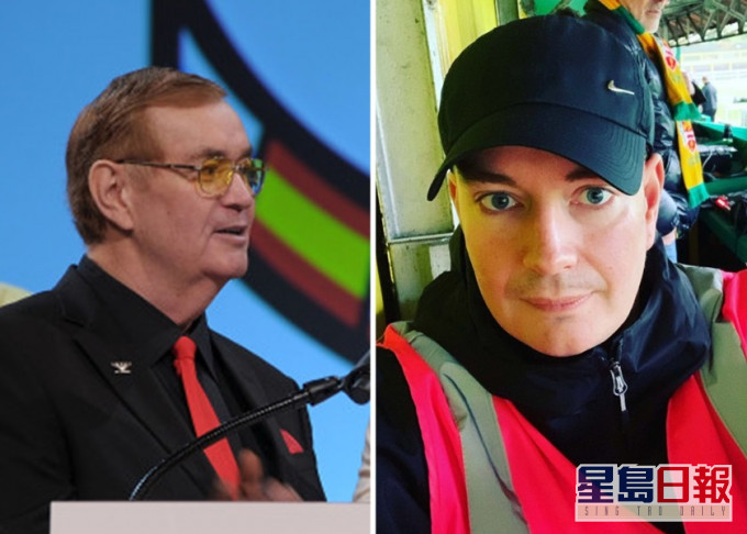 英國孤兒男子愛德華茲(右)尋親發現生父為著名拳擊主持人謝里頓(左)。網圖
