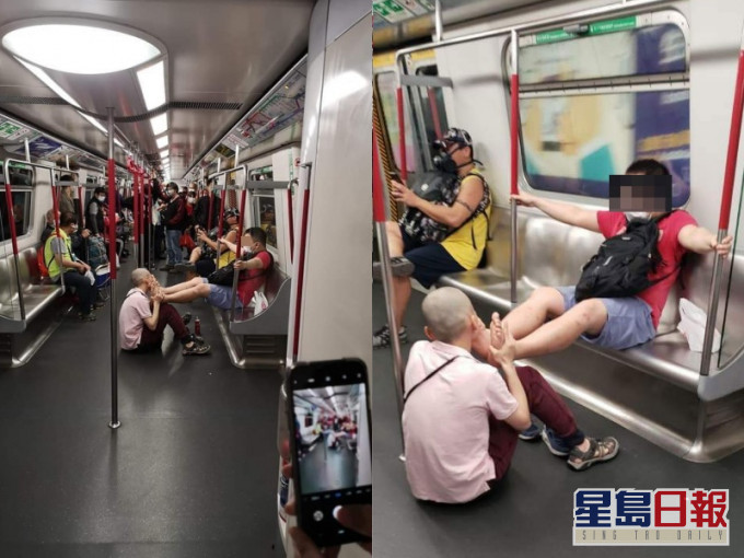 中年男子被捉住雙腳無法走避。「Tai Po 大埔」Facebook
