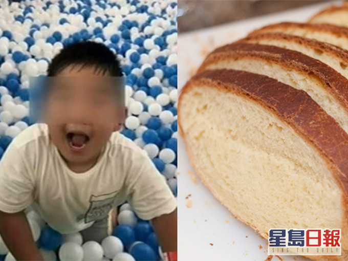 6歲男童狼吞虎嚥食麵包哽親,大小便失禁當場窒息死亡。(網圖)