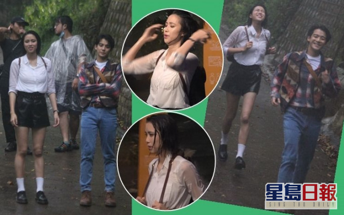 「上位小花」劉穎鏇濕晒身拍TVB新劇《青春不要臉》，唔覺意晒34D身材，好索。
