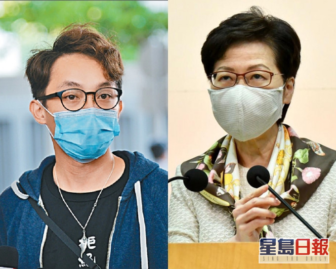 民陣召集人陳皓桓(左);行政長官林鄭月娥(右)。