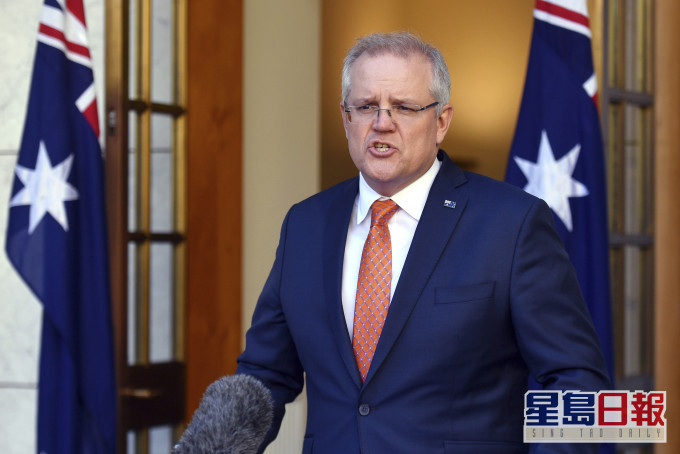 澳洲總理莫理森早前宣布延長部份港人簽證期限 。AP