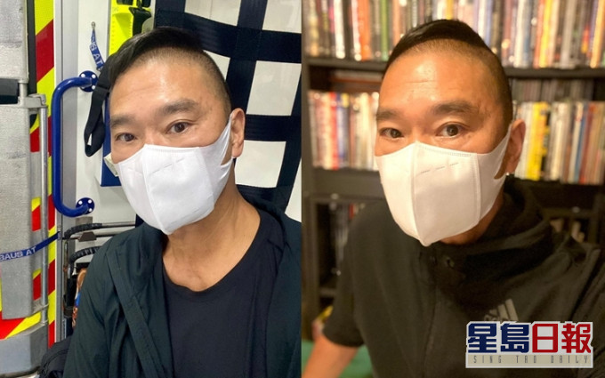 (右圖)確診幾天,鄧達智留喺屋企等入院,(左圖 本報最新圖片)直至昨晚坐白車入院,但攰到目無表情,明顯有病容。