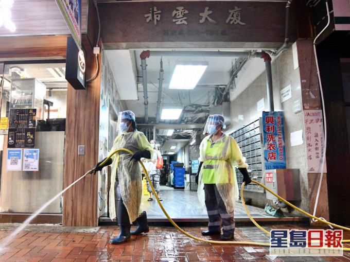 油尖旺民政事務處已清潔88幢有確診個案大廈,料農曆新年前可清潔另外12幢大廈。 資料圖片