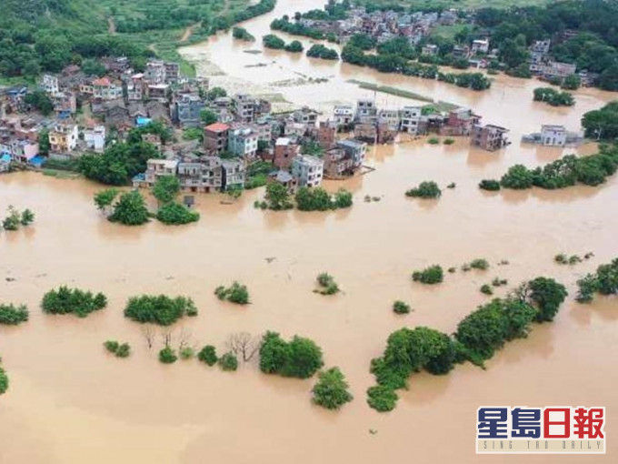 湖南江華縣20個村水浸。網圖