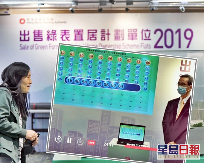 首10個號碼順序:82、51、45、26、33、00、42、67、78、6。小圖右為黃遠輝(房委會fb截圖)