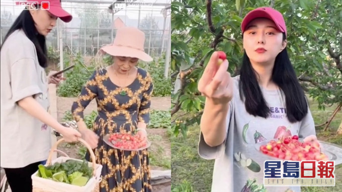 范冰冰推介「除焦慮」Tee,做乖乖女陪阿媽摘有機蔬果。