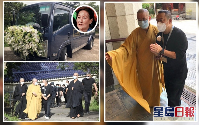 曾志偉送別亡妻,率家人以黑色喪服現身寶蓮寺火化葬場,進人會場前雙手合十。