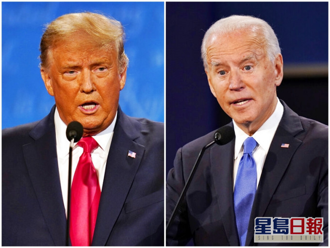 美國總統大選展開最後一場電視辯論,特朗普拜登同台較量。AP圖片