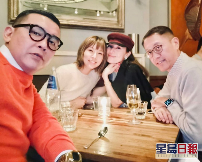 雷頌德、梁家玉、李嘉欣與許晉亨兩對夫婦在倫敦聚舊。