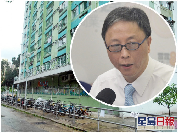 美林邨美桃樓。(小圖:栢良批評政府做事「慢三拍」。)。資料圖片