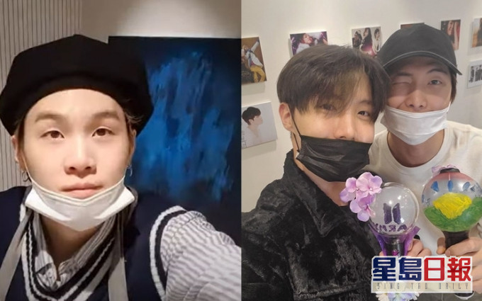 Suga、RM及Jhope分別開直播畫畫及加工ARMY Bomb。