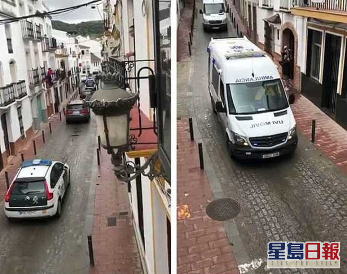 西班牙有運送新冠病毒感染者的車隊遭居民封路擲石,阻止他們進入。(網圖)