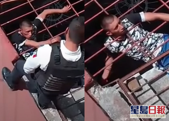 小偷偷竊事敗反而被困,要向到場警員求救。網圖