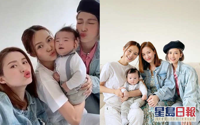 沈卓盈與鄺芷凡昨日探訪好姊妹倪晨曦及其可愛兒子Virgil。