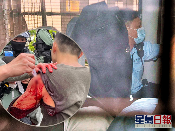 被告黃鈞華被控一項有意圖而傷人罪。小圖為被刺傷警員資料圖片。