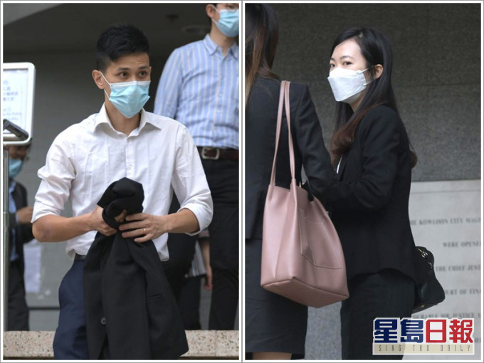 警员朱冠强(左)及被告郭丽芬(右)。