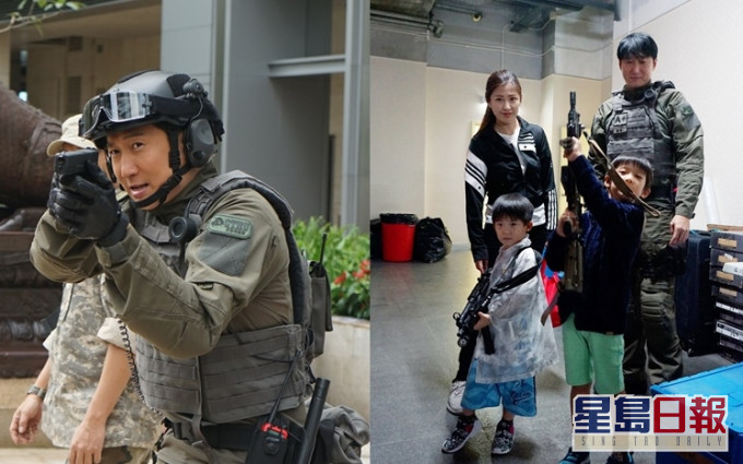 老婆帶兩子到片場探班,洪天明自言小時候也是這樣在片場陪爹哋。