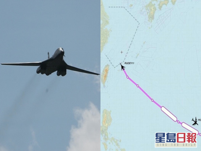 美軍轟炸機逼近東海防空識別區。(網圖)