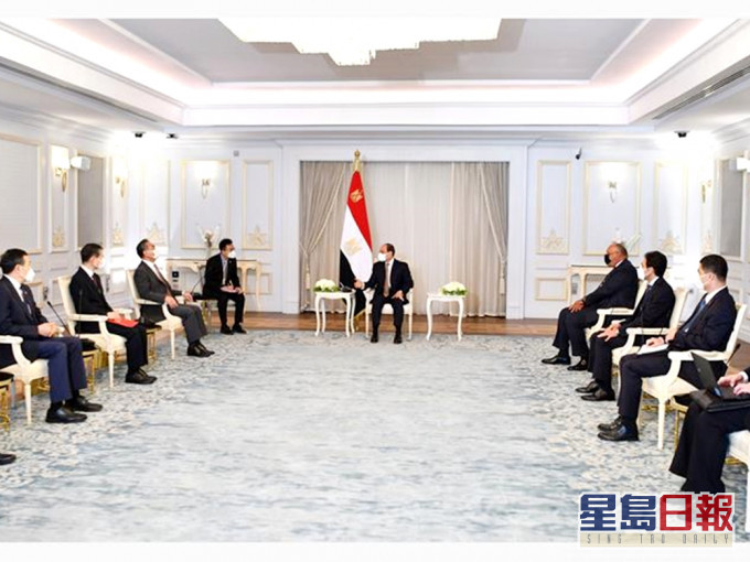 埃及總統塞西晤王毅。埃及總統府官網圖片