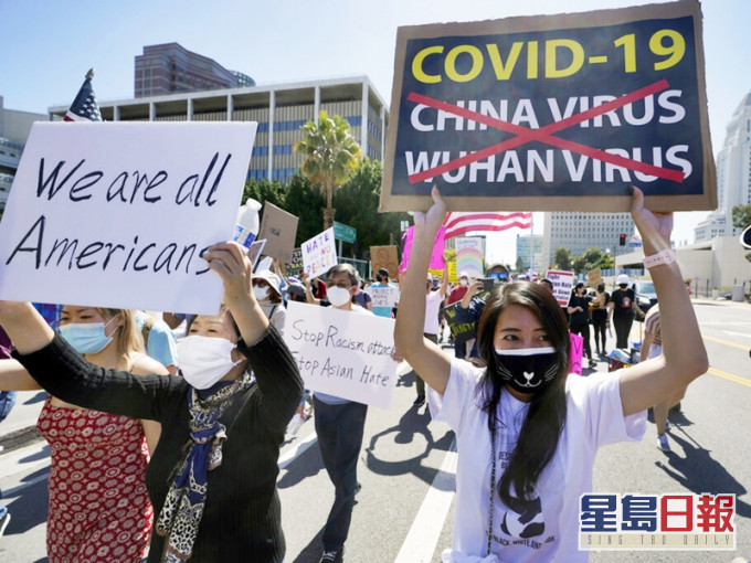 全美約60個城市上周六繼續舉行示威抗議活動,要求終結反亞裔暴力。AP圖片