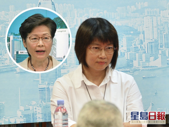 專欄作家屈穎妍(大圖)批評林鄭(小圖)曲線開展選舉工程。資料圖片