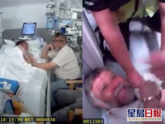 得知愛女將被拔喉停止治療,其父病榻陪伴最後一程,被警方粗暴拉走,令他心臟病發。(網圖)