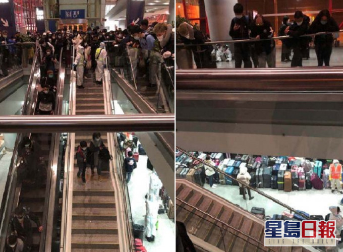 北京入境航站楼内迫满入境旅客。网图
