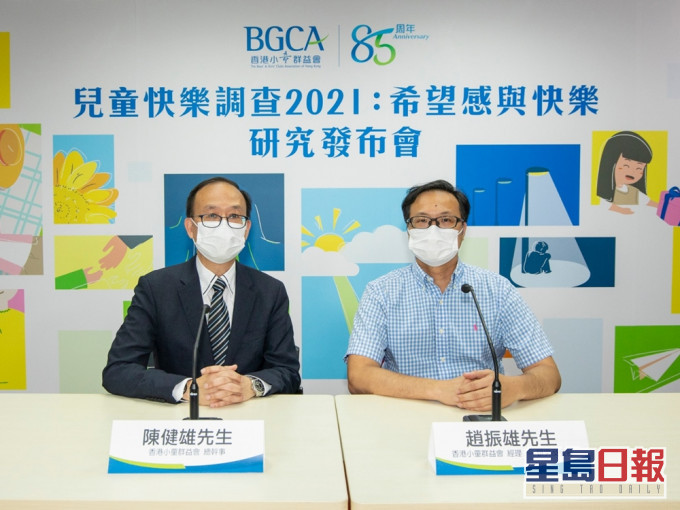 總幹事陳健雄(左)與研究及發展經理趙振雄(右)表示,調查發現兒童快樂程度下降。