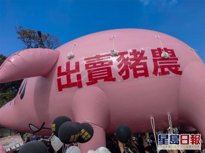 民眾不滿總統蔡英文政府進口美豬。馬英九 Instagram圖片